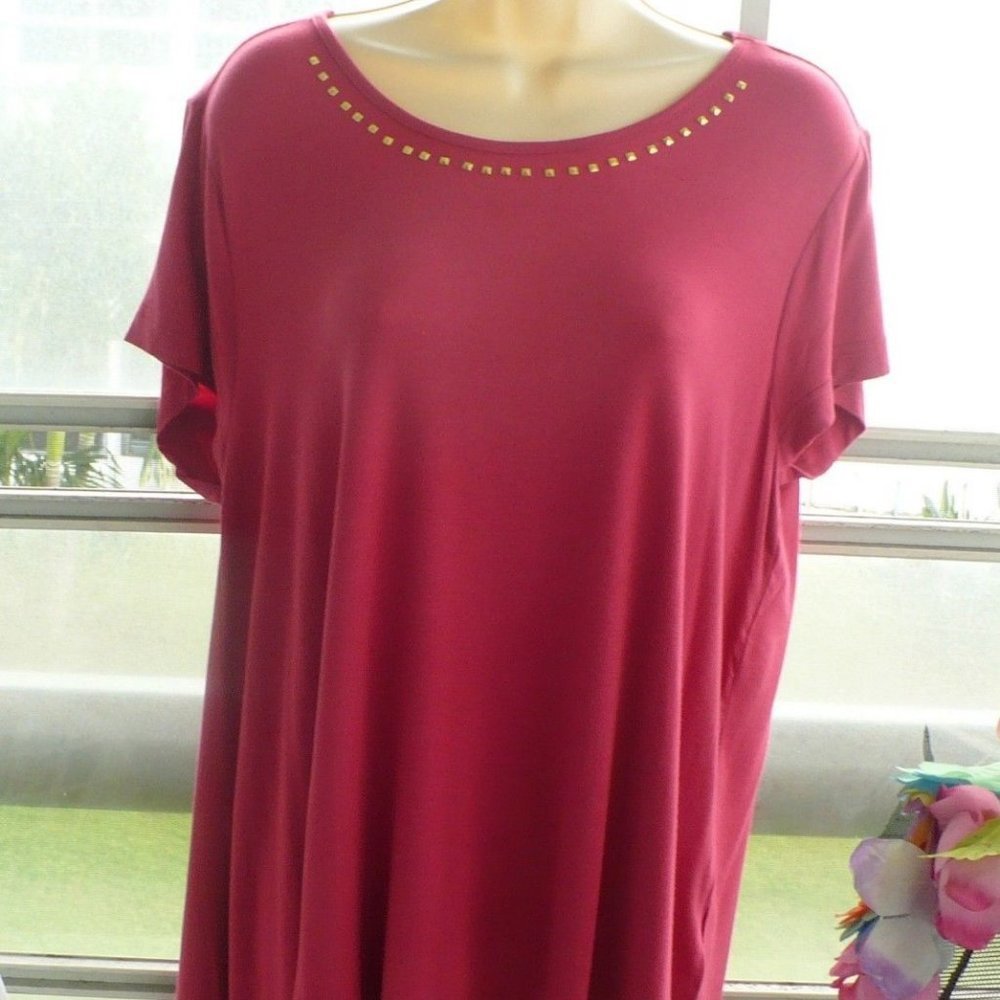 ❤️Alex & Parker Top Peach Stretch Gold Trim Large